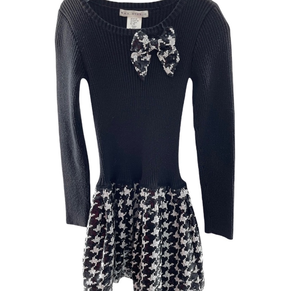Max Studio Girls Holiday Ribbed Sequin Dress Small 7/8